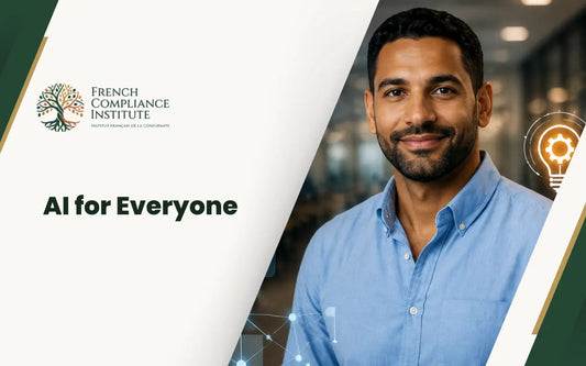 Professional business leader in a modern office with AI, analytics, and digital collaboration icons, representing artificial intelligence, innovation, leadership, and digital transformation in the workplace.