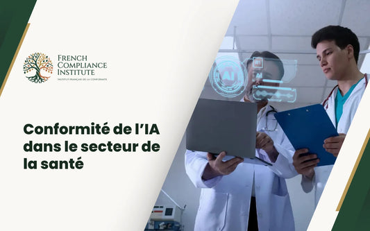 Formation en conformité de l’IA dans le secteur de la santé avec médecins utilisant la technologie numérique et l’intelligence artificielle.