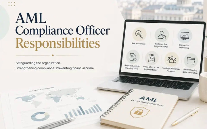 AML Compliance Officer managing compliance responsibilities, financial crime prevention, risk oversight, and regulatory duties