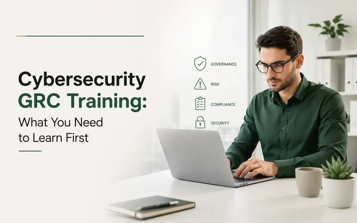 Cybersecurity GRC Training: What You Need to Learn First covering governance, risk management, compliance, and cybersecurity fundamentals