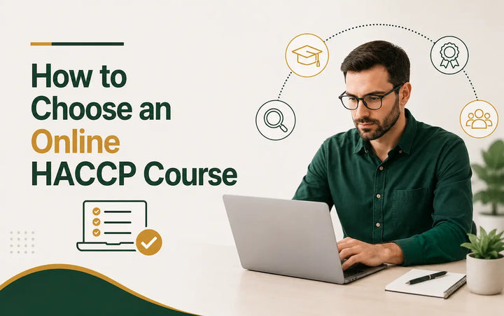 How to Choose an Online HACCP Course: key factors include course content, certification, flexibility, credibility, and support.