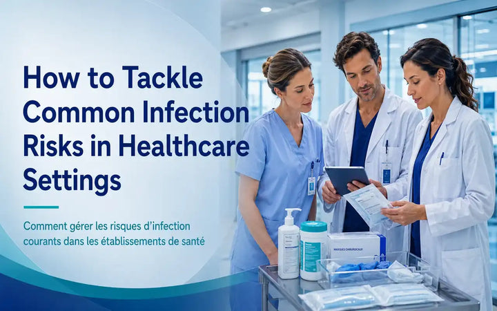 Healthcare staff following infection prevention measures in a modern clinical setting