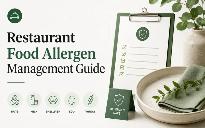 Restaurant food allergen management guide with allergen safety checklist and common food allergens.