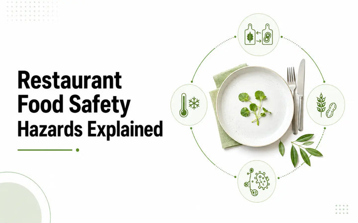 Restaurant food safety hazards including cross-contamination, temperature risks, allergens, and bacteria.
