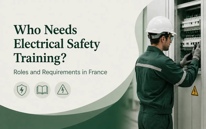 Electrical safety training for workers handling electrical systems in France.