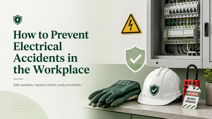Electrical accident prevention with PPE, lockout procedures, hazard controls, and a protected electrical panel.