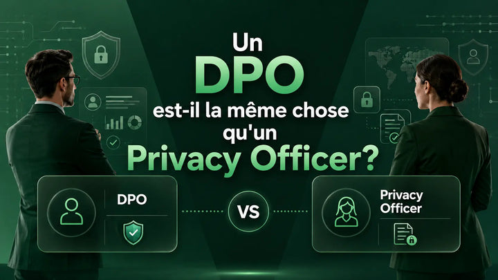 Comparaison entre DPO et Privacy Officer avec visuel vert sur la conformité et la protection des données.