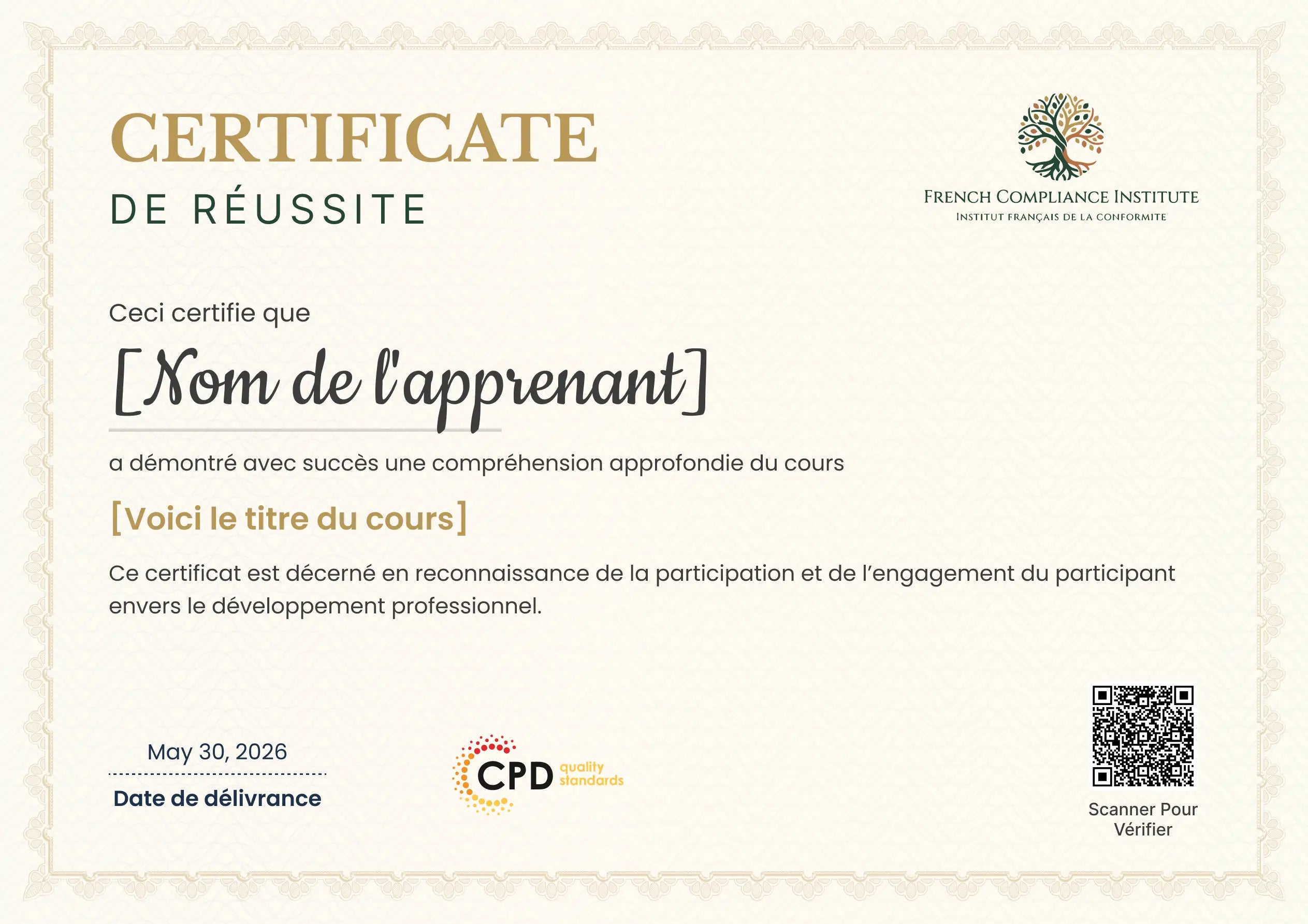 Image du certificat