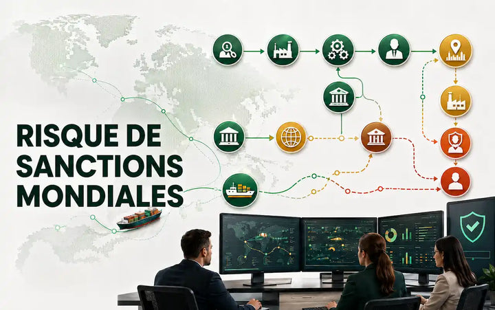 Economic D-Day : infographie sur les risques de sanctions mondiales, le commerce international, les institutions financières, le transport maritime et la surveillance de la conformité aux sanctions
