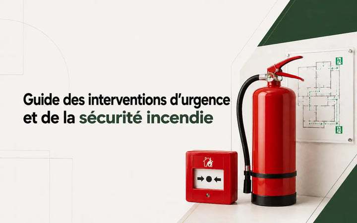 Guide des interventions d’urgence et de la sécurité incendie avec extincteur et équipements de sécurité.

