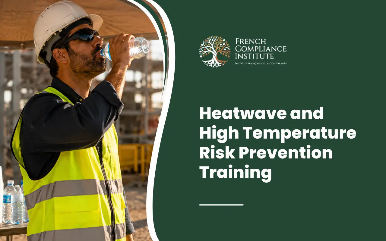 Heatwave and High Temperature Prevention Training covering heat stress, workplace safety, hydration, and heat illness prevention