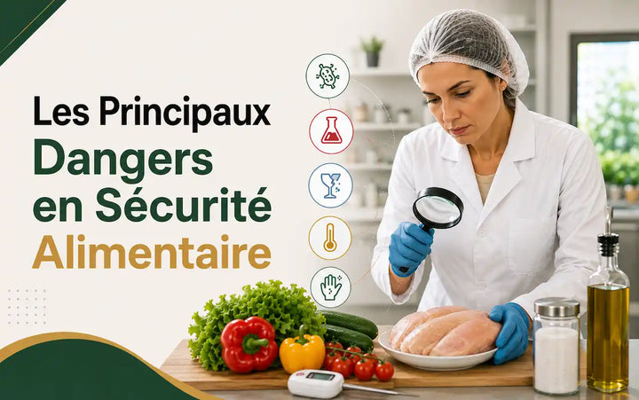 Les principaux dangers en sécurité alimentaire : risques biologiques, chimiques, physiques et allergènes dans l’industrie alimentaire.